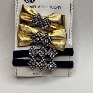 Gold and Black Hair Accessories with Elegant Rhinestone Embellishments